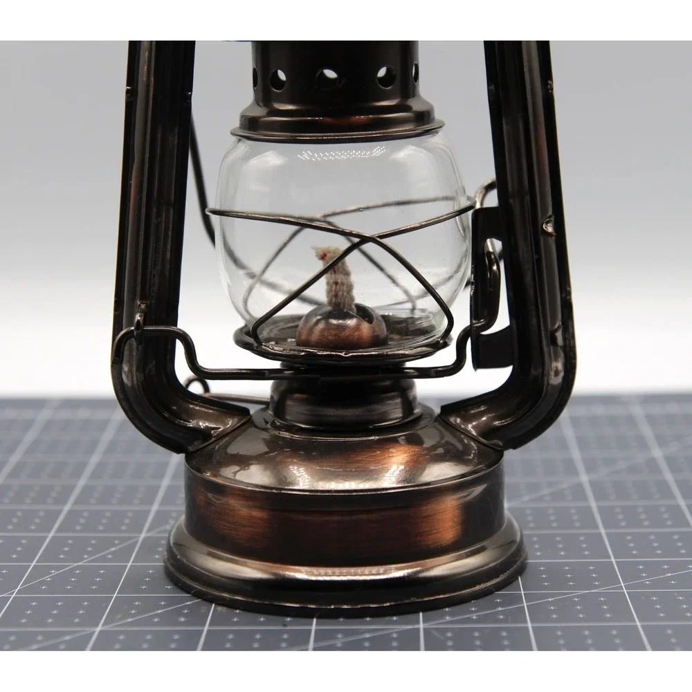 Vintage Style Copper Hurricane Lantern Oil Lamp Rustic Home Decor 9.5 Inch